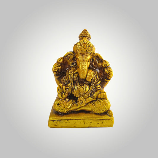 Gold Colour Ganesh Statue With Stand