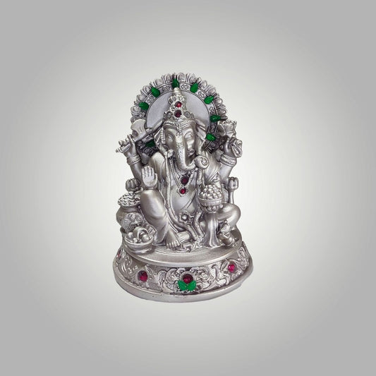 Divine Resin Vinayagar Silver Statue